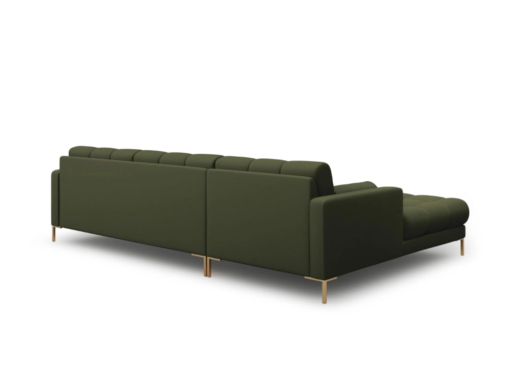 Cosmopolitan Design - Divano angolare sinistro "Bali" 5 posti in tessuto strutturato verde 