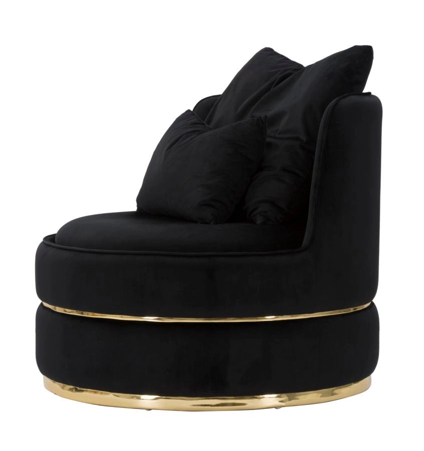 Poltrona Paris Space Nero/Oro Ø84x72 cm in Legno e Spugna Nero e Oro
