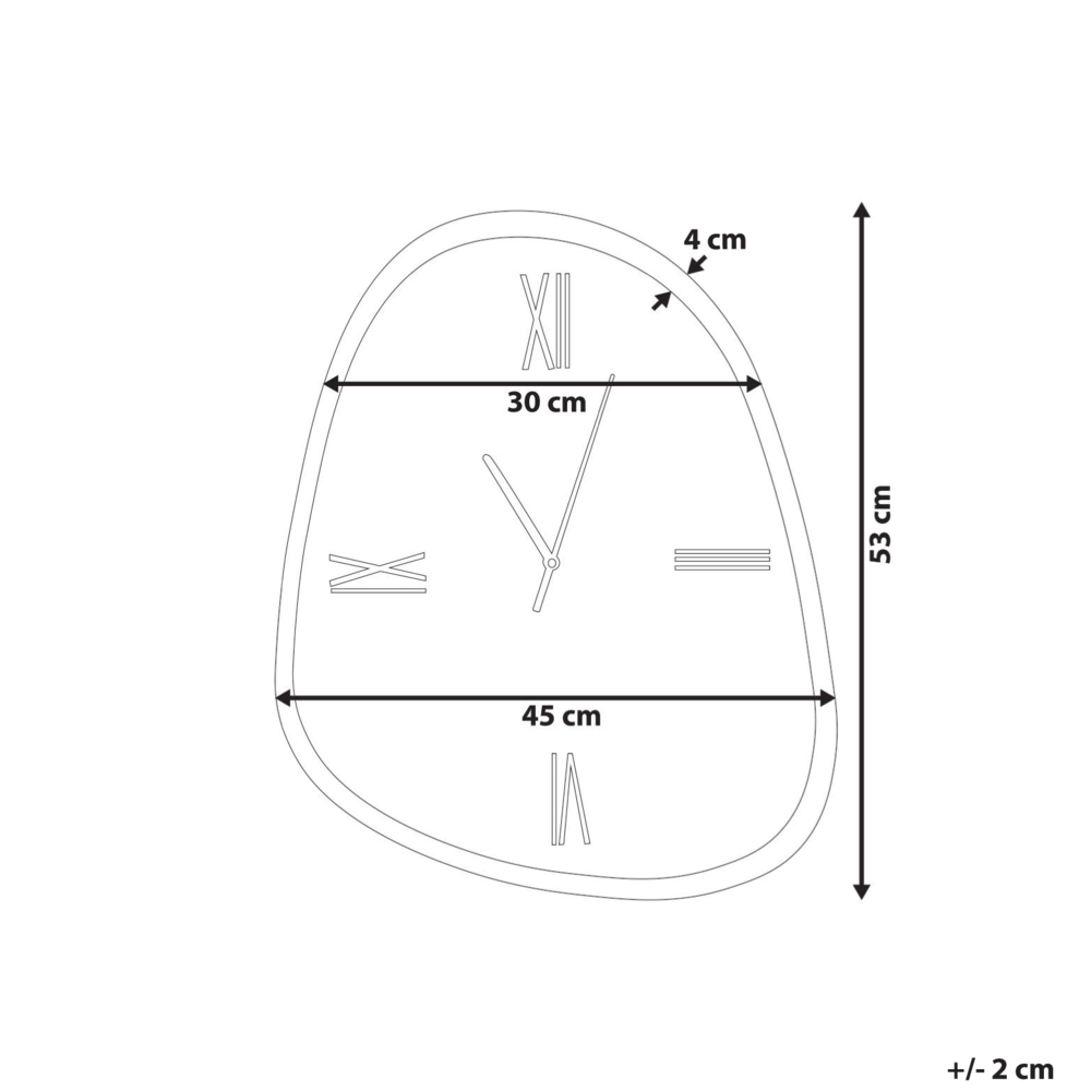 Orologio da parete marrone scuro e vetro argentato 53 x 45 cm Design minimalista Superficie a specchio Forma irregolare