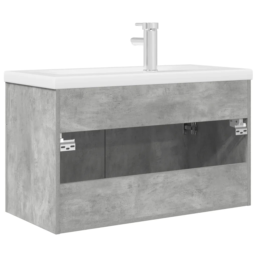 Mobile da Bagno con Lavabo | Armadio Lavabo Integrato e Rubinetto Grigio Cemento