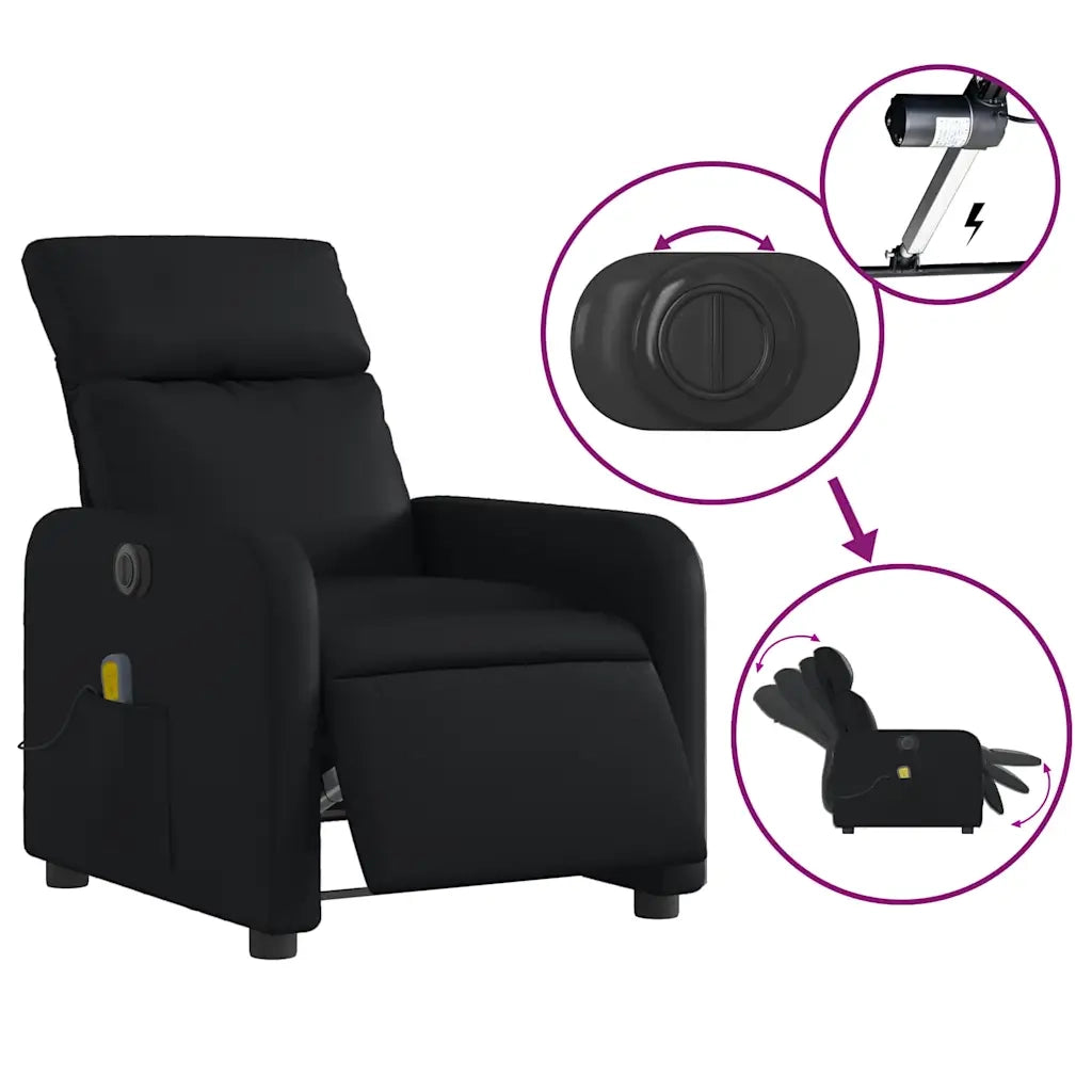 Poltrona Massaggiante | Sedia Relax Reclinabile Elettrica Nera in Similpelle