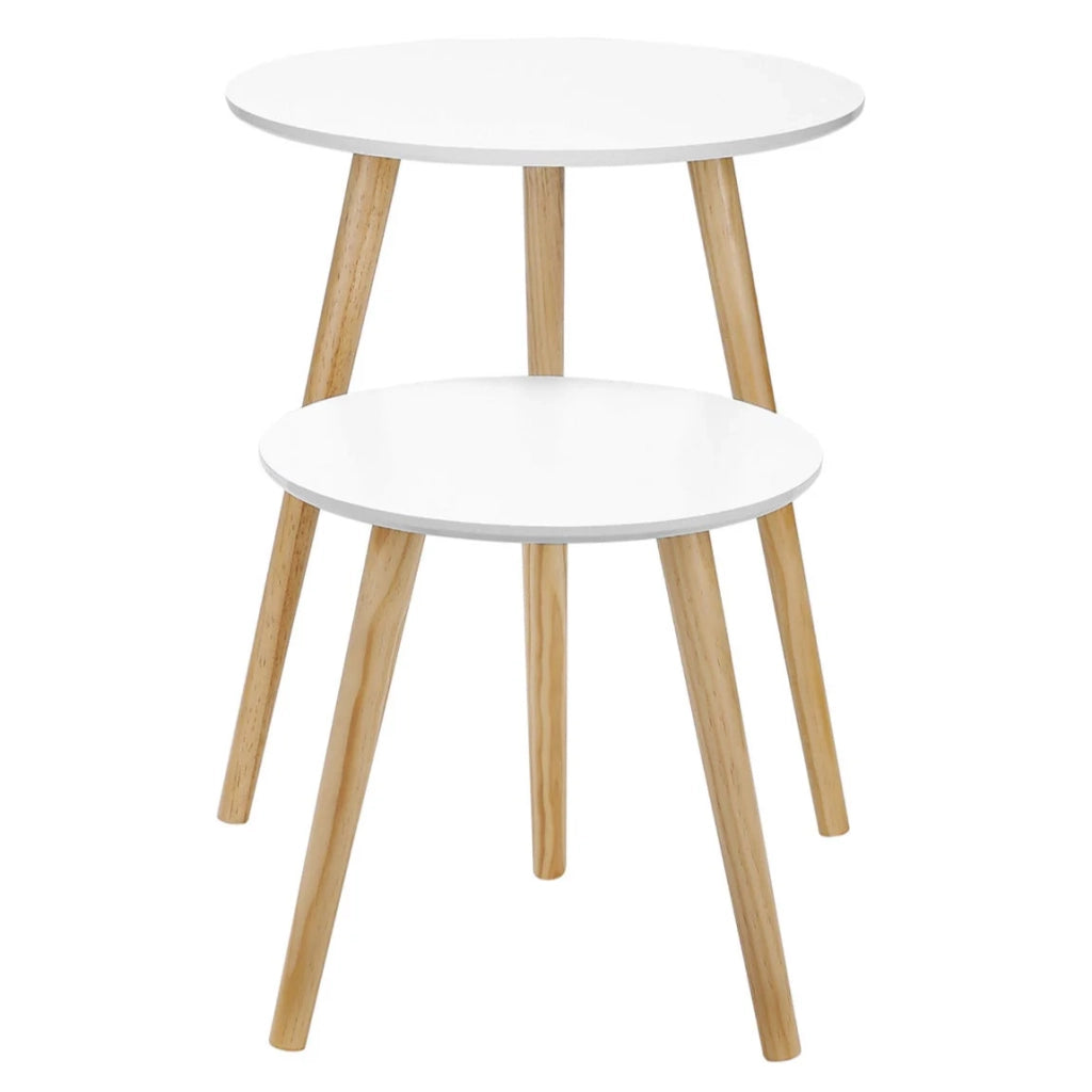 Set di 2 tavolini rotondi per caffetteria/comodino stile scandinavo moderno e minimalista soggiorno/camera da letto bianco 12_0002956