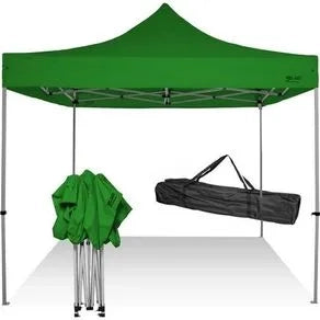 Gazebo tenda 3x3 verde richiudibilerapido a fisarmonica impermeabile per mercatini fiere giardino