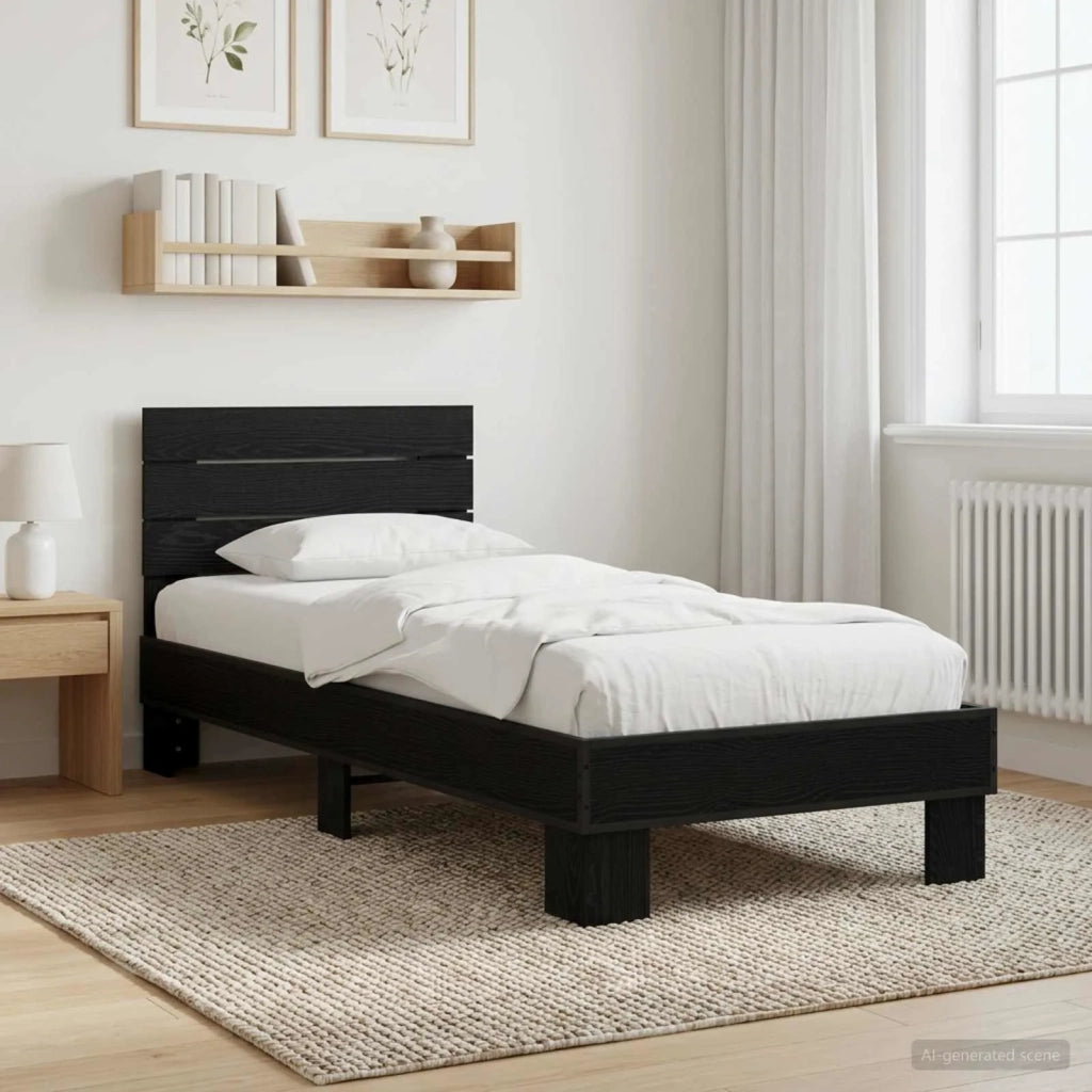 Struttura letto con testata Rovere Nero 80 x 200 cm 8009093