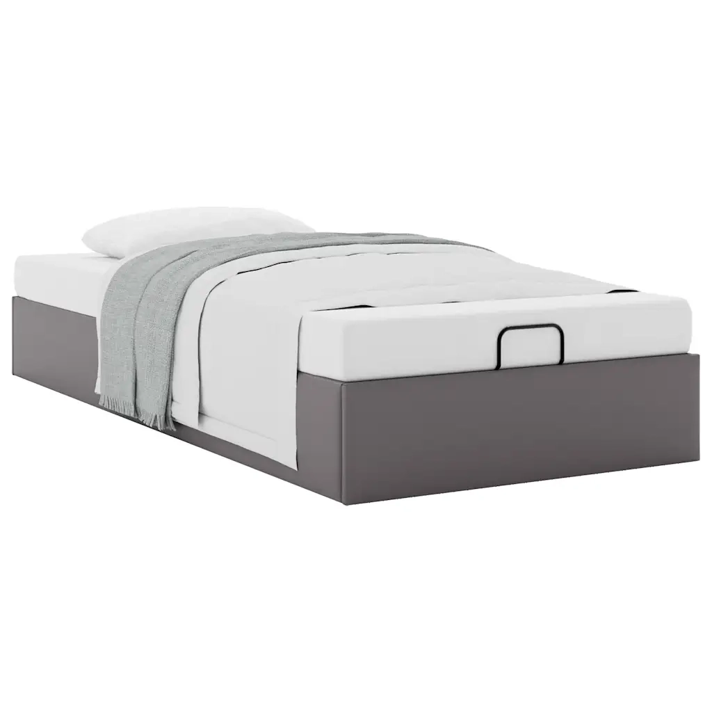 Struttura Letto Pouf senza Materasso Grigio 90x190cm Similpelle