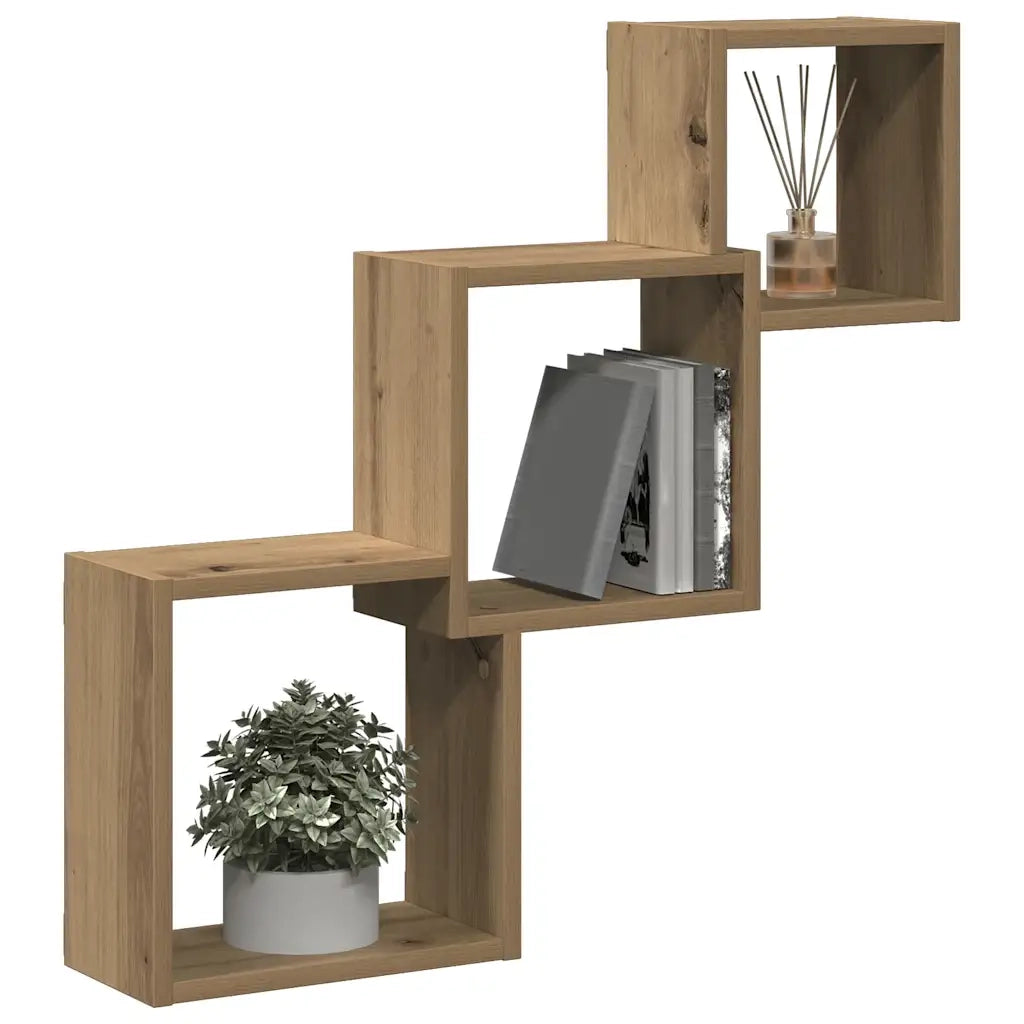 vidaXL Mensole a Cubo Parete Artigianale 68x15x68 cm Legno Multistrato