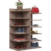 Legno Soft Scarpiera H80 L60 P30 cm Mobile Porta Scarpe Salvaspazio con Ripiani Interni Colore Noce