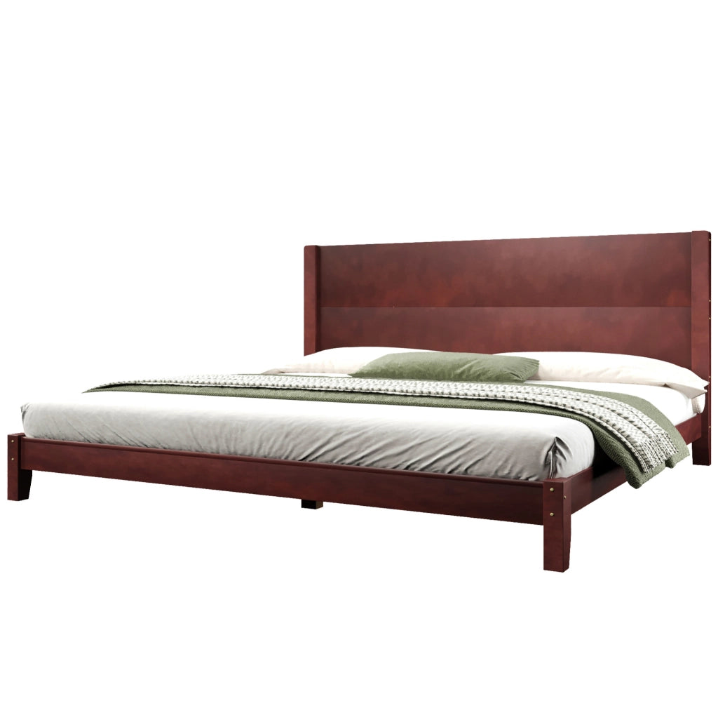 Letto matrimoniale 180x200 cm con testiera e rete a doghe marrone