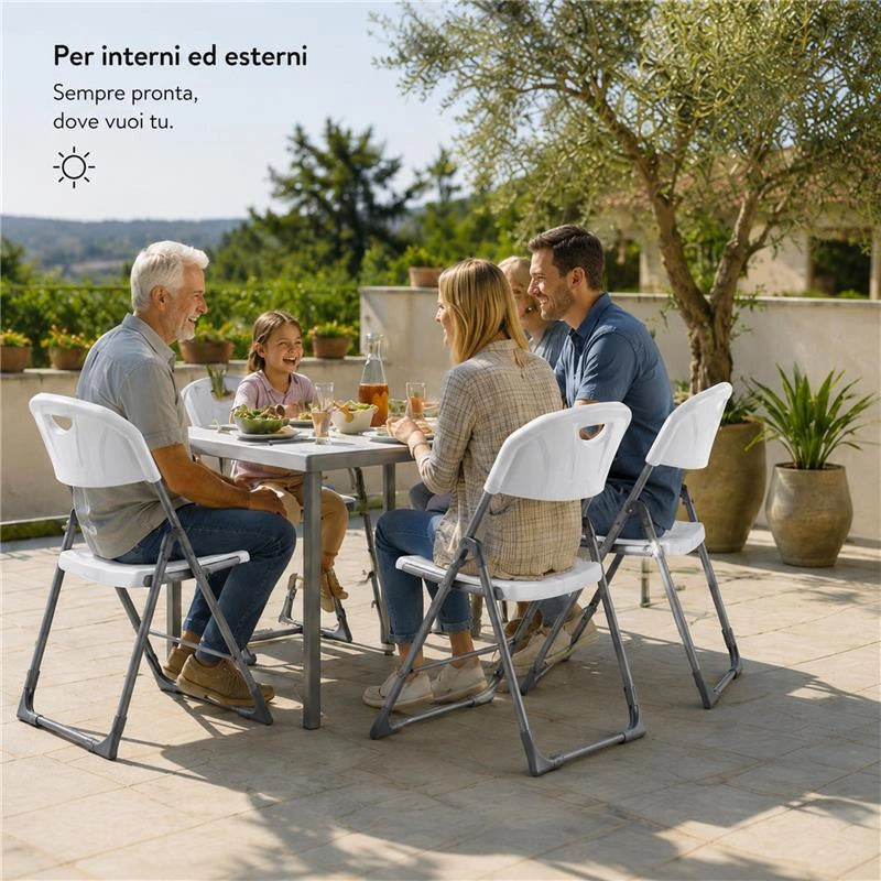 MAURY'S SET 4 SEDIE PIEGHEVOLI IN POLIPROPILENE COLORE BIANCO - 83X48X41 CM