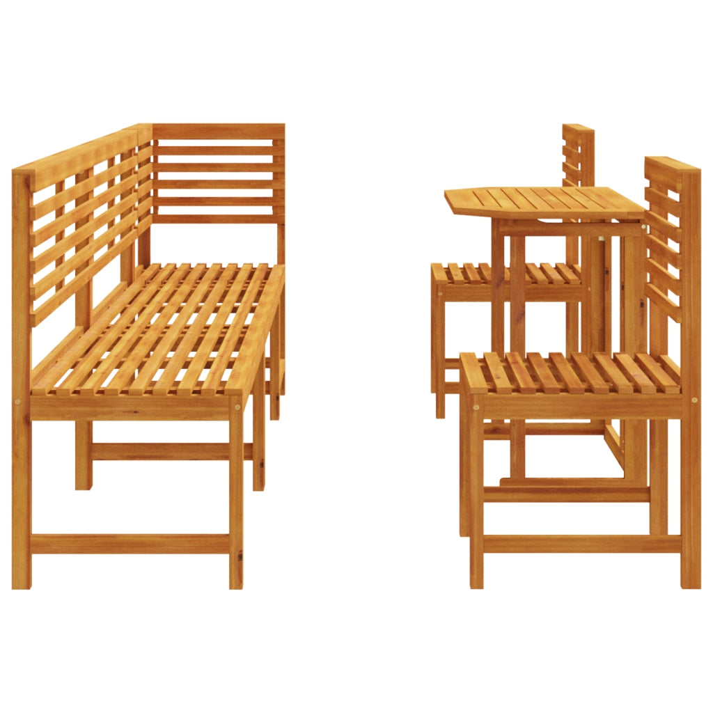 Set da pranzo per il giardino in legno massello di acacia, 6 pezzi