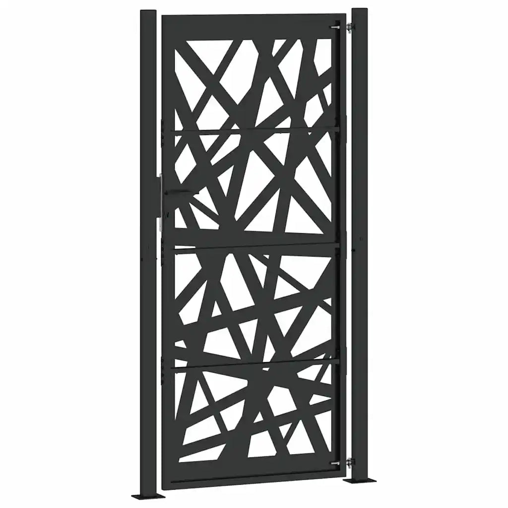 Cancello da giardino nero 100x200 cm in acciaio design leggero 4100953