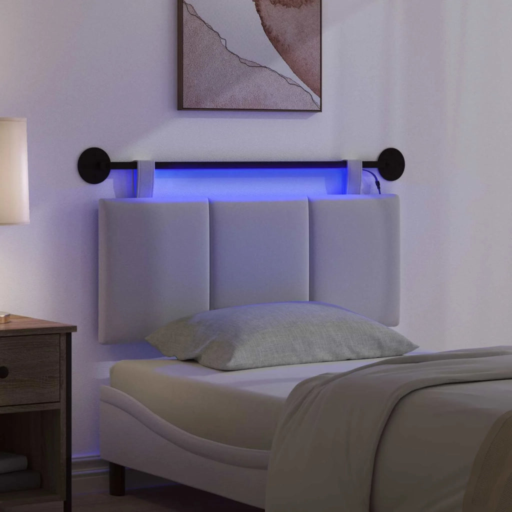 Testiera sospesa Con luce LED Bianco Tessuto