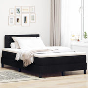 Letto con Box Spring e Materasso & Luce LED Nera 120x190 cm Tessuto