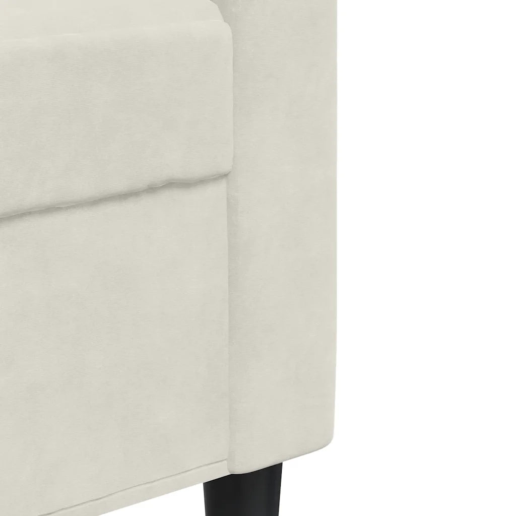 Set di Divani 3 pz con Cuscini e Rinforzi Crema in Velluto