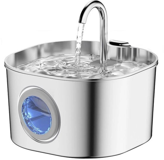 Fonteino in acciaio inossidabile: bacinella automatica per interni per gatti/cani, distributore di acqua per piccoli animali, flacone metallico con rubinetto per animali domestici, bacinella per gatti in auto
