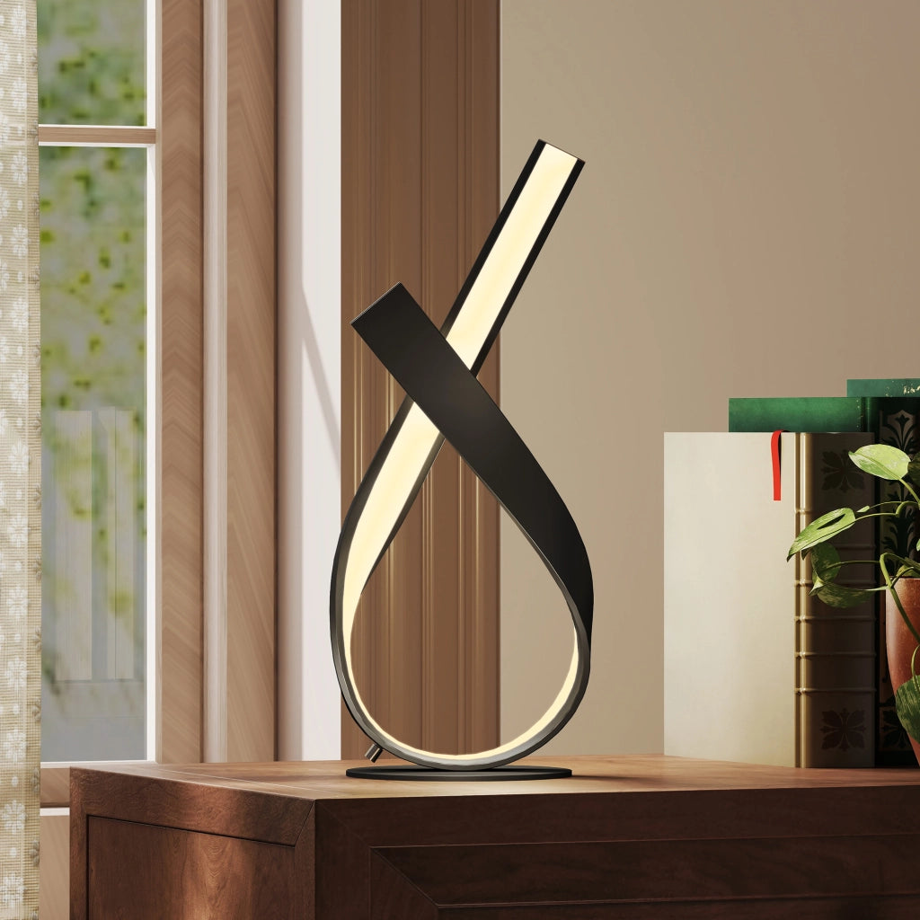 Lampada da tavolo design spirale ¨C zephmum ¨C nero 21x15x43 cm