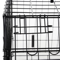Trasportino per Cani in Metallo e PP, Gabbia per Cani a Trapezio per Auto con Maniglia, 77x47x55cm Nero