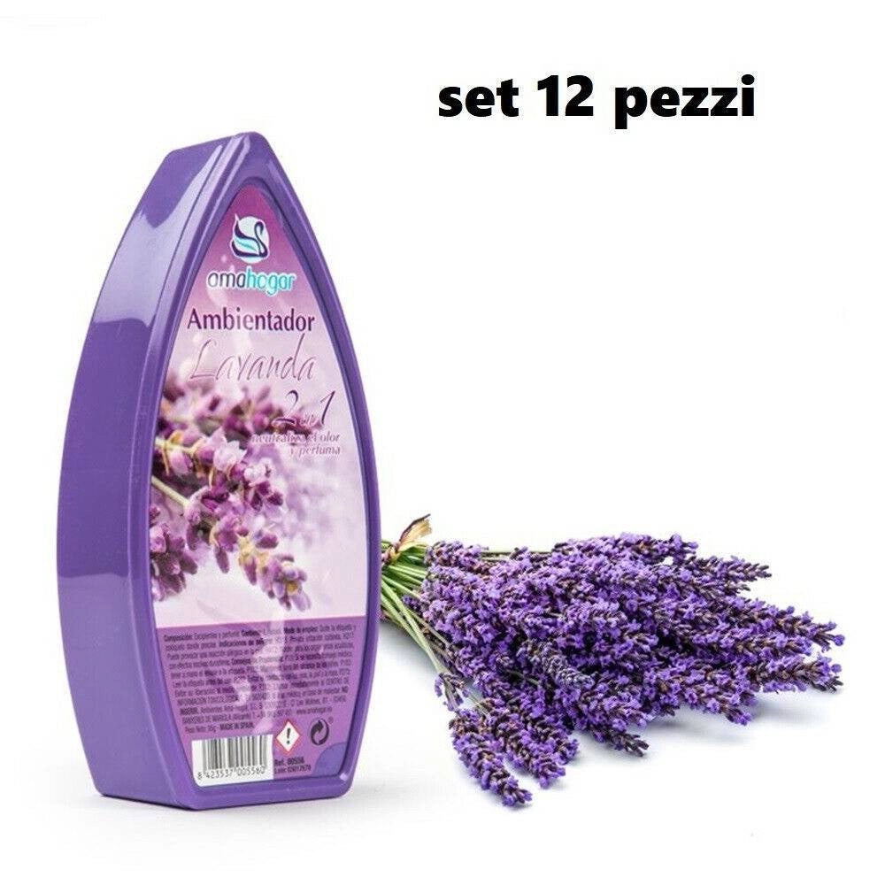 Trade Shop - Set 12 Deodoranti Gel Profumo Ambiente Assorbiodori Fragranza Lavanda -