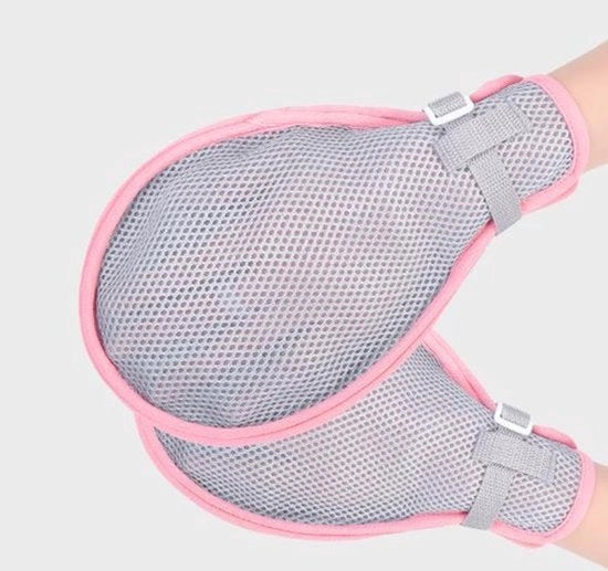 Manopole di fissaggio doppie, adatte per la protezione delle mani di pazienti con demenza, anziani e bambini autistici; manopole di fissaggio per letto (rosa).