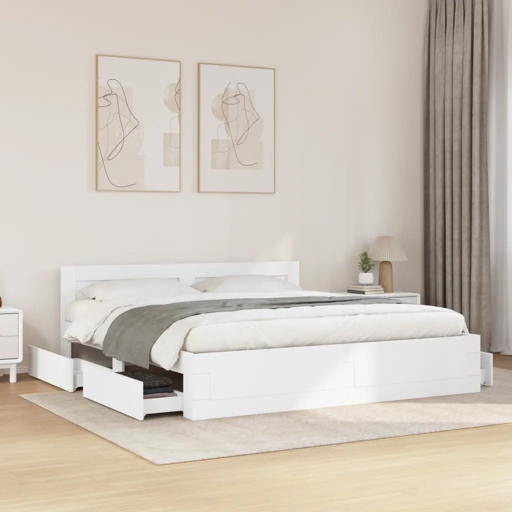 Giroletto con Testiera senza Materasso Bianco 200x200 cm