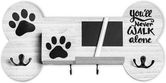 Kapstok in Legno per Accessori Cani e Animali Domestici con Finitura Bianco Vintage