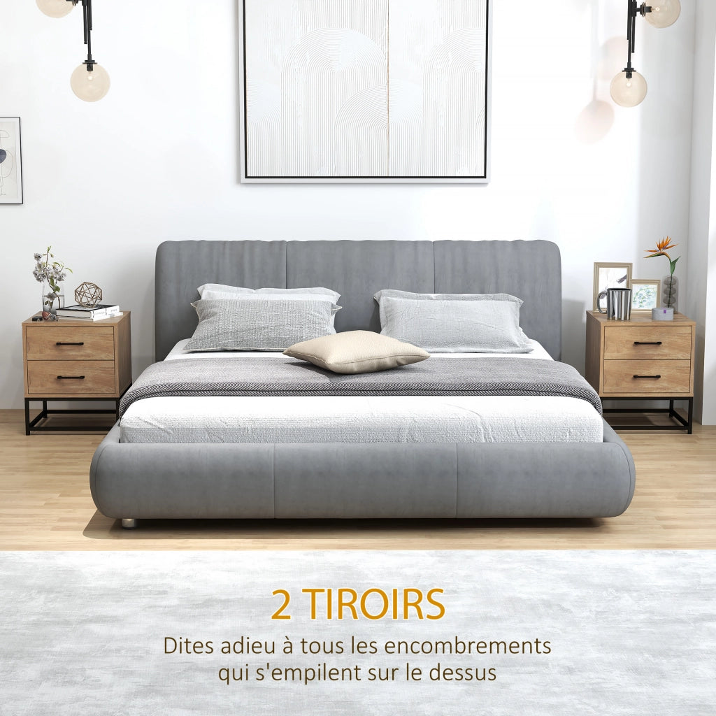 Comodino ¨C zephmum ¨C 2 cassetti, stile industriale