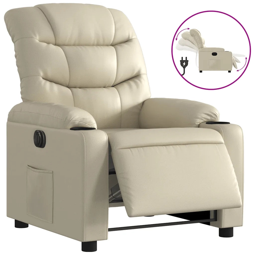 Divano Sedia-Poltrona Reclinabile Elettrica Crema in Similpelle 892830