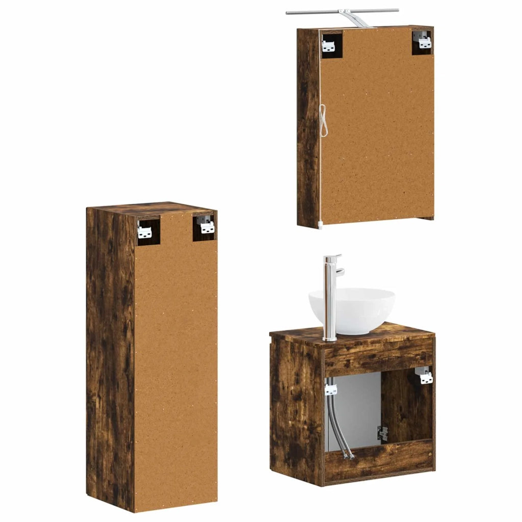 Set di mobili per il bagno 4 pcs Rovere Fumo 3407411
