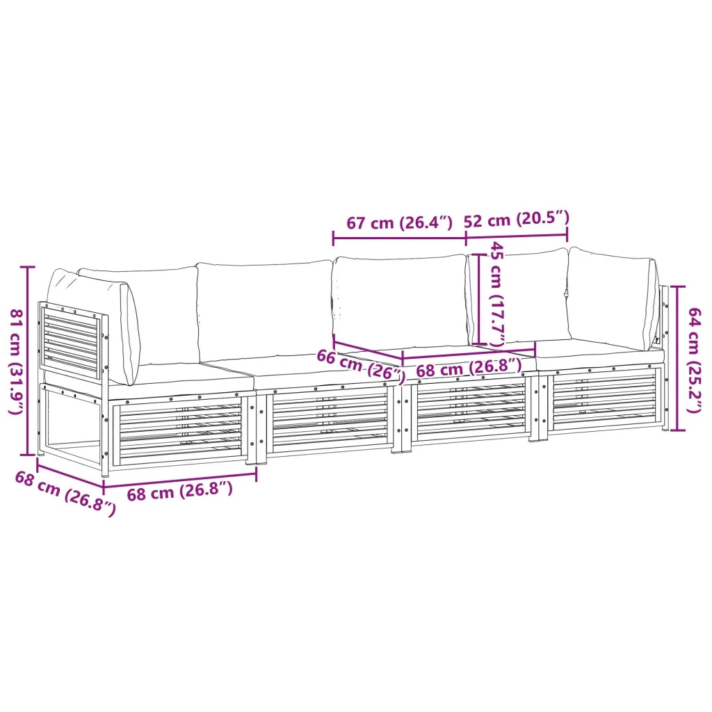 Set Divani da Giardino 4pz con Cuscini Legno Massello di Acacia 3214918