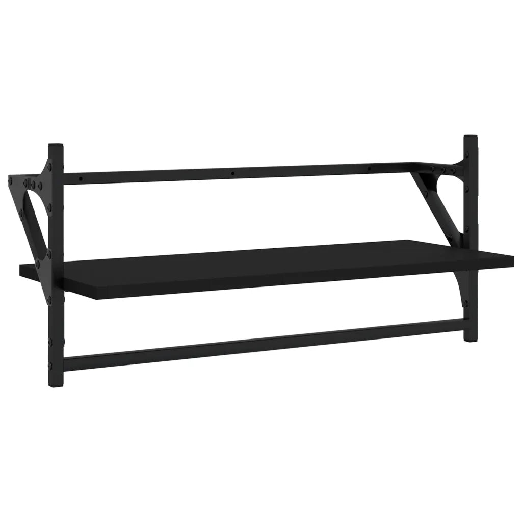 4 pz Set Mensole da Parete | Scaffali a Parete | Ripiano a parete con Aste Nero in Legno Multistrato