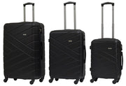 Set 3 Valigie Trolley Rigide in ABS 4 Ruote TSA Ravizzoni Giove Nero