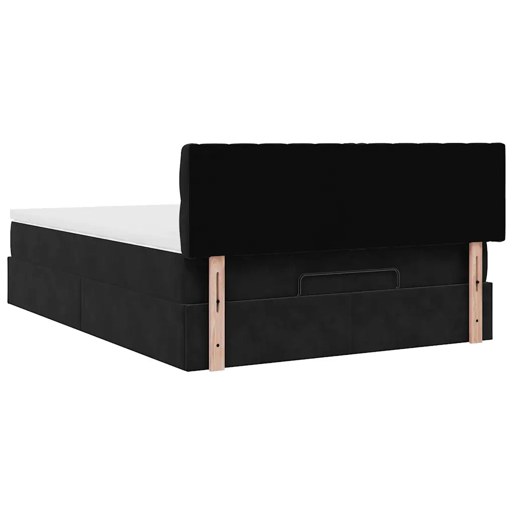 Struttura Letto Pouf con Materasso Nero 140x190 cm in Velluto 3312694