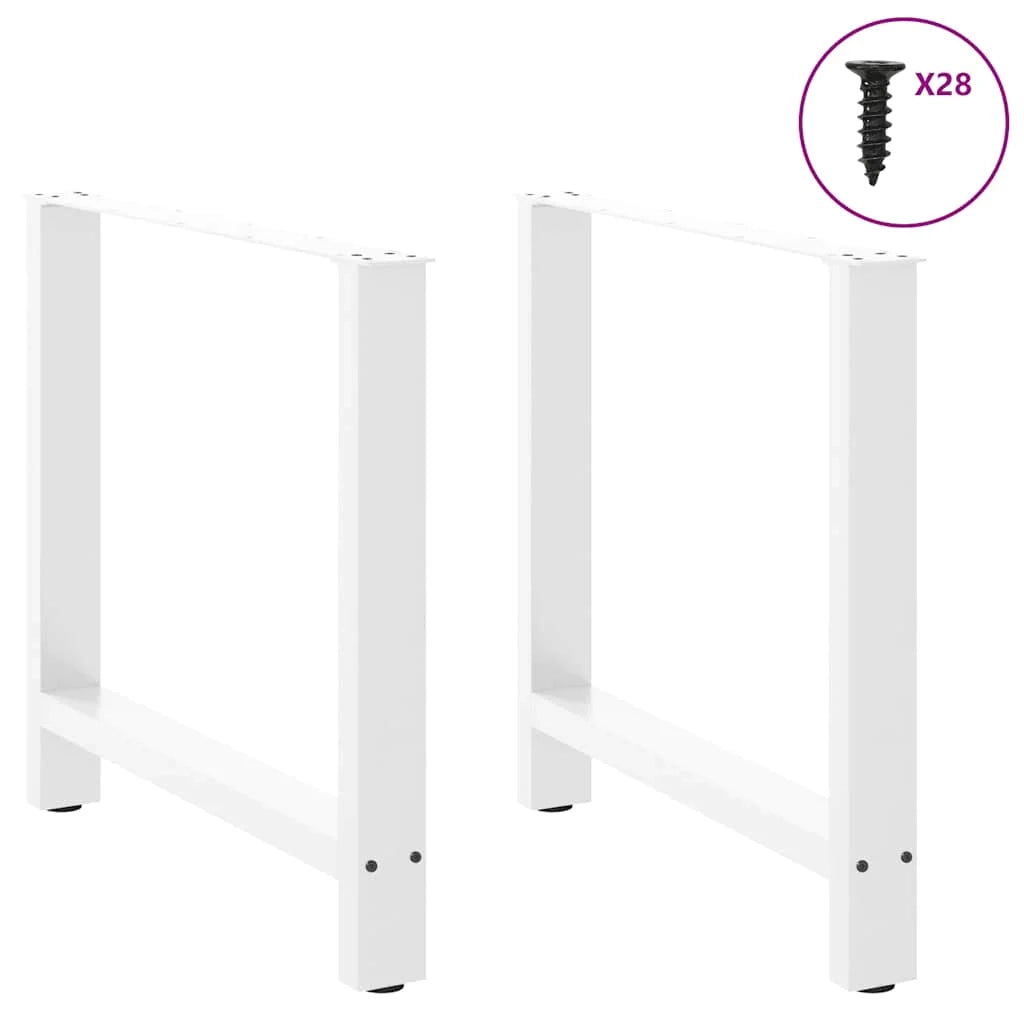Set di 2 gambe quadrate per tavolo da pranzo 80 x 72 cm regolabili design moderno acciaio bianco 02_0057553