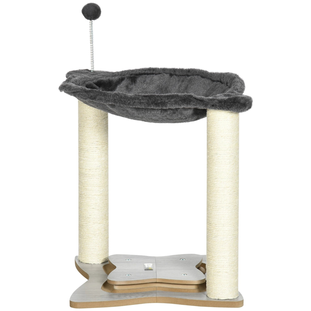 Tiragraffi per Gatti con Amaca ¨C zephmum ¨C Legno, Sisal, Grigio, 53.5x53.5x66 cm