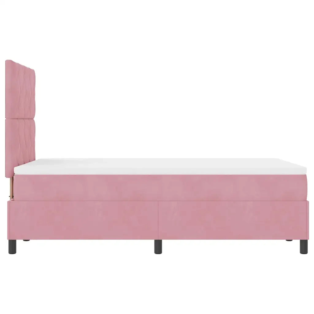 Letto a molle con materasso Rosa 120 x 190 cm Velluto 3339889