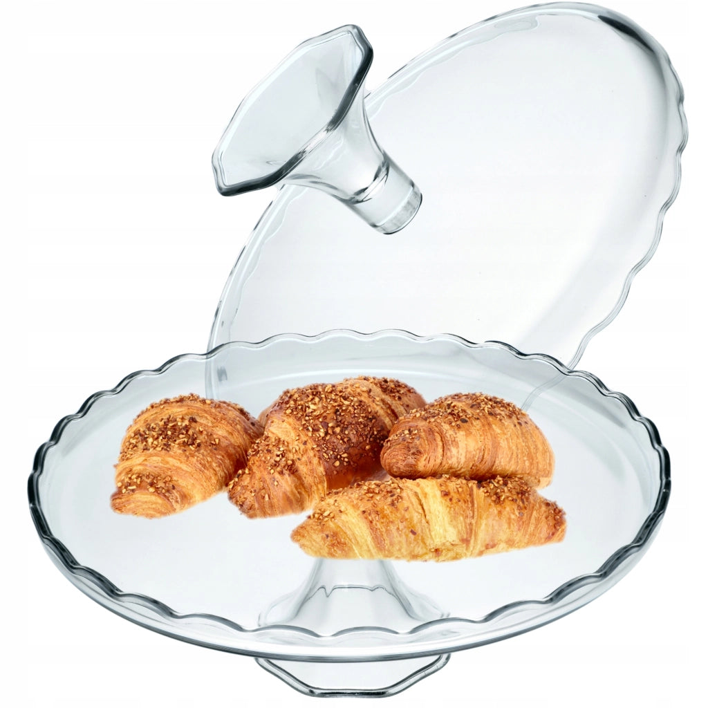 Alzatina per torta KADAX, piatto da frutta in vetro con gambe, 32 cm