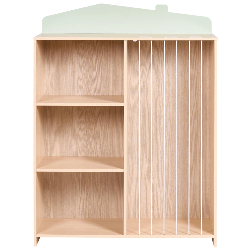 Libreria a 3 ripiani con spazio contenitivo in legno di pino marrone chiaro e ripiani in MDF