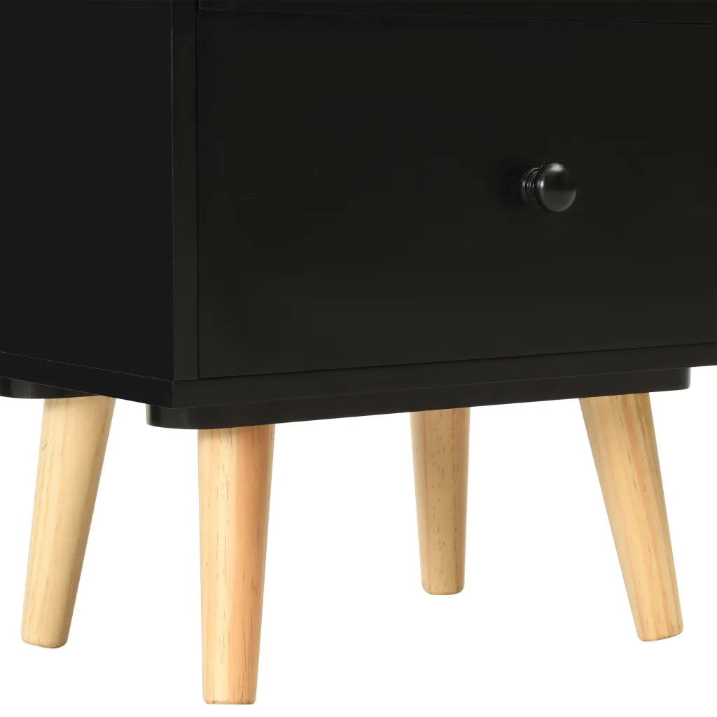 Set di 2 Comodini | Armadio da Notte | Mobiletto da notte Neri 40x30x50 cm Legno Massello di Pino