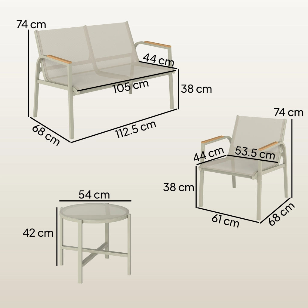 Divano da Esterno con Loveseat e 2 Poltrone ¨C zephmum ¨C Verde, Polyrattan, Tessuto