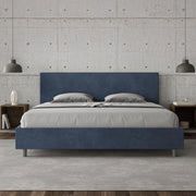 Letto imbottito Matrimoniale 190x190 cm Adele - Con rete,Microfibra,Blu