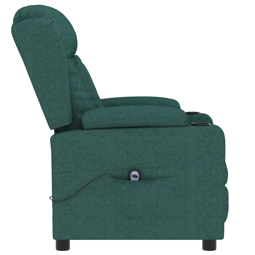 Poltrona Elettrica Reclinabile-Divano Sedia Verde Scuro in Tessuto 699539