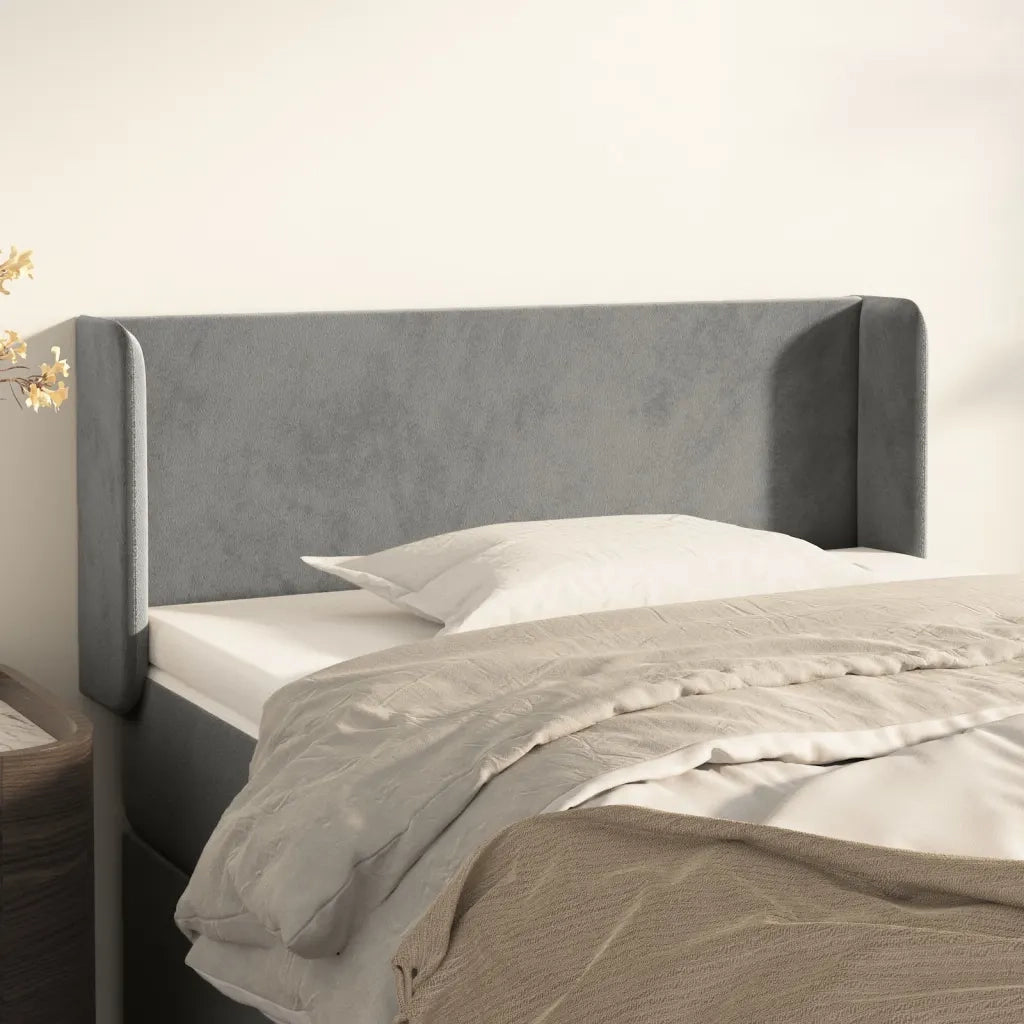 Testiera | Testata ad Orecchio Grigio Chiaro 93x16x78/88 cm in Velluto