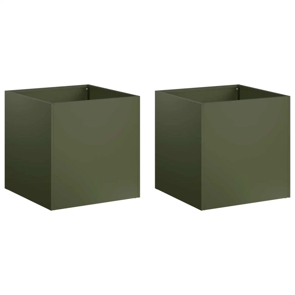Vaso da giardino 2 pz Verde Oliva 35 x 35 x 35 cm 8004959