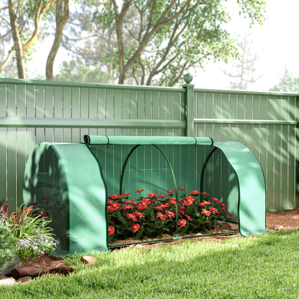 Serra da Giardino a Tunnel 200x100x80 cm in Acciaio e con Copertura in PVC Verde