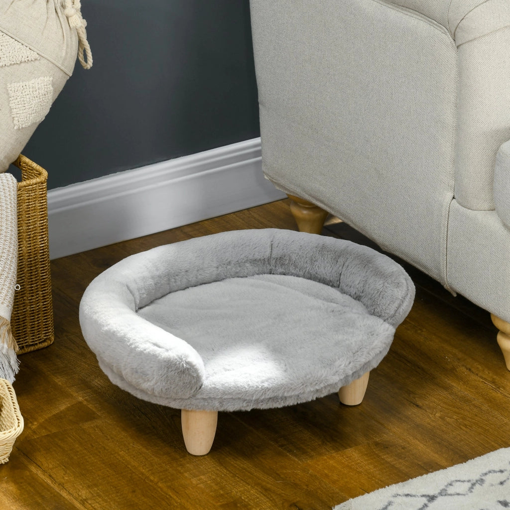 Cuccia Divanetto per Cani e Gatti 47x40x20 cm Sfoderabile in Peluche Grigio