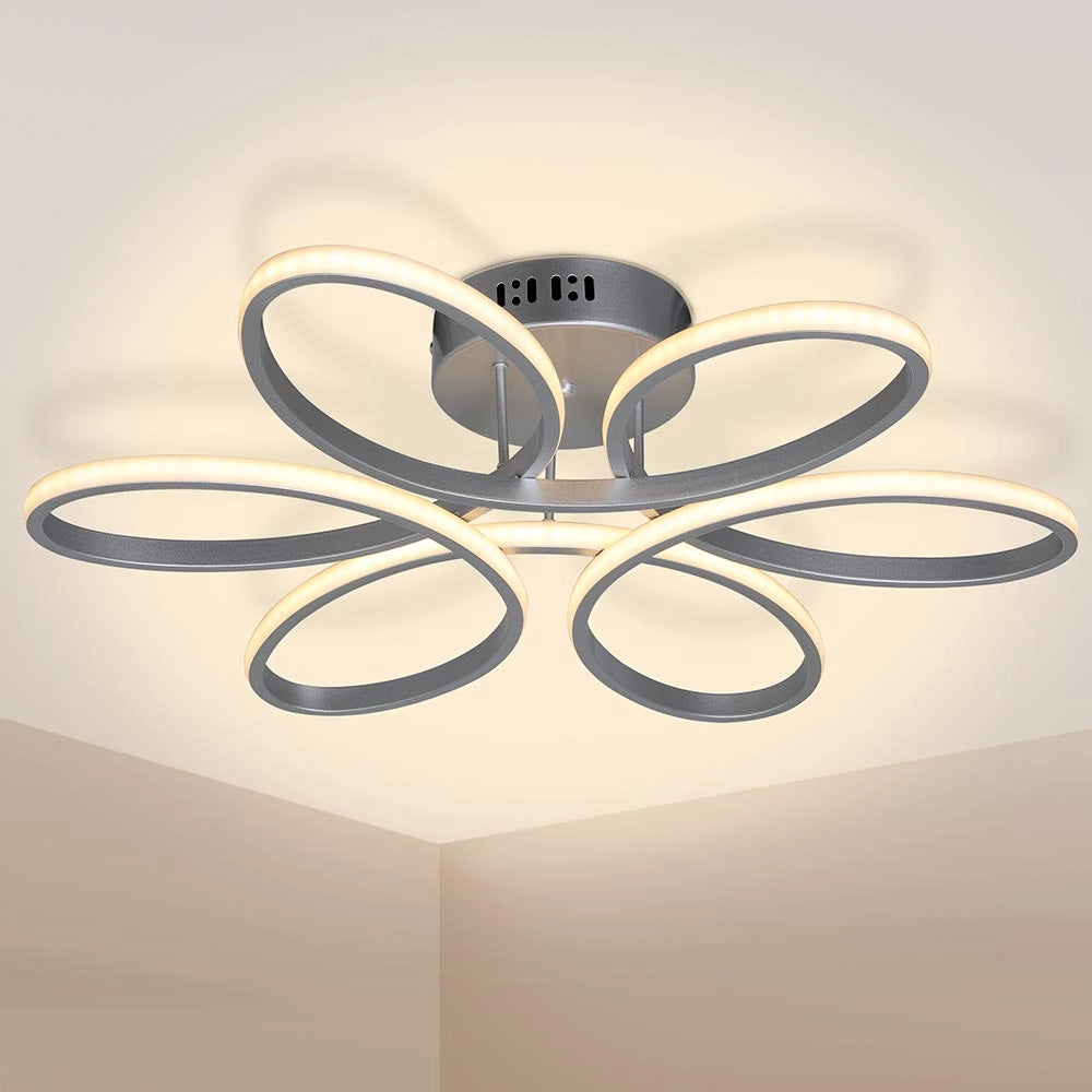 Lampadario Plafoniera 48W Luce Bianco Caldo 3000K 2580 lm Design Fiore Moderno Bianco