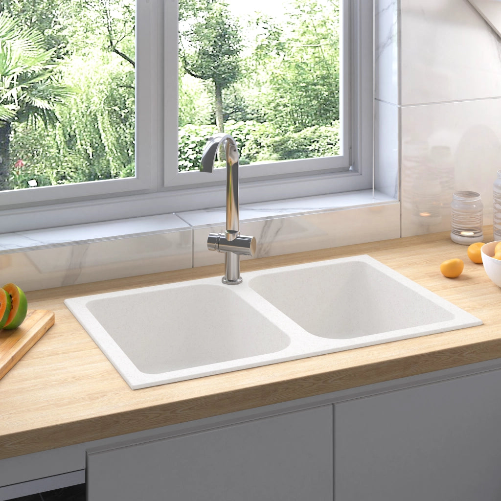 Lavello da Cucina Bianco 760x480x184 mm Granito