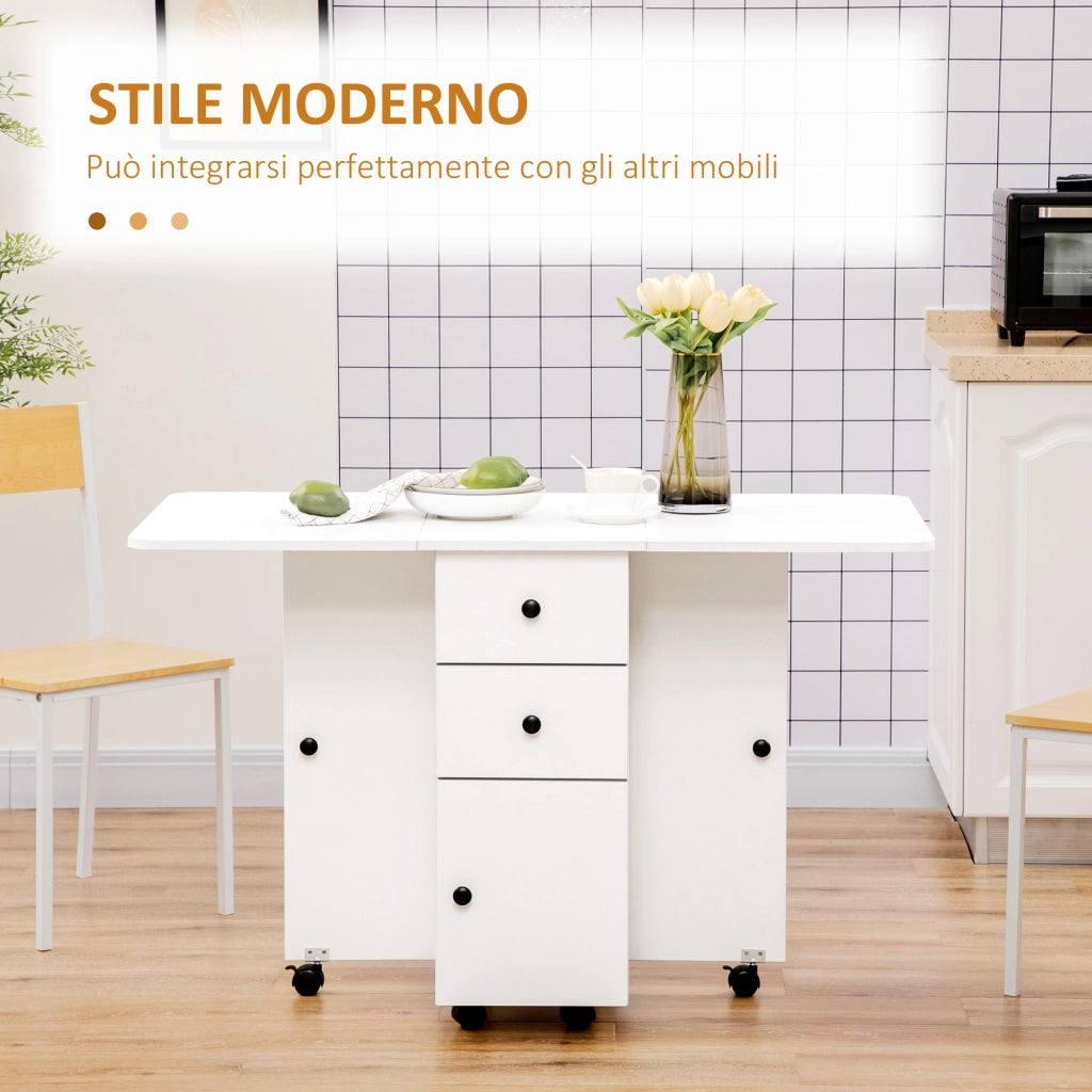 Tavolo a ribalta con cassetti ¨C zephmum ¨C bianco, truciolato, 120x60x76.5 cm