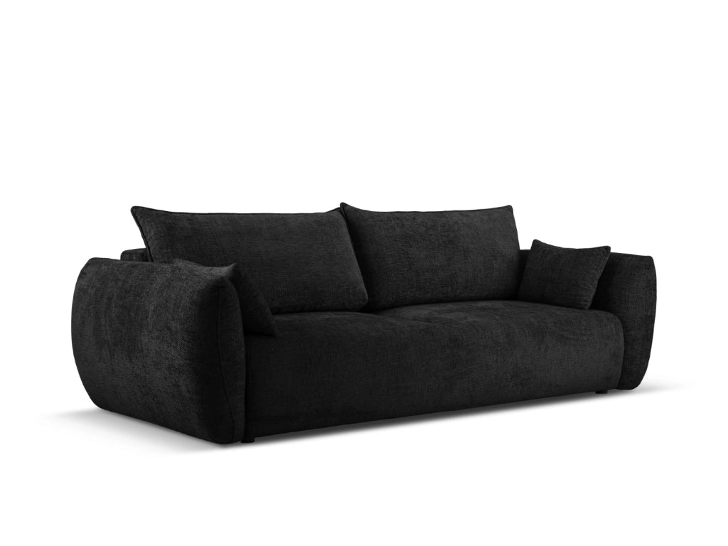 Cosmopolitan Design - Divano convertibile con contenitore "Matera" 3 posti in ciniglia nero 