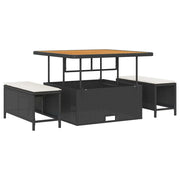 Set da Pranzo per Giardino | Set Salotto da Giardino Nero polyrattan